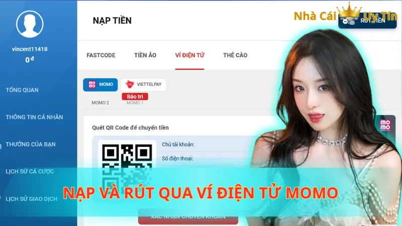 Nạp và rút qua ví điện tử MoMo